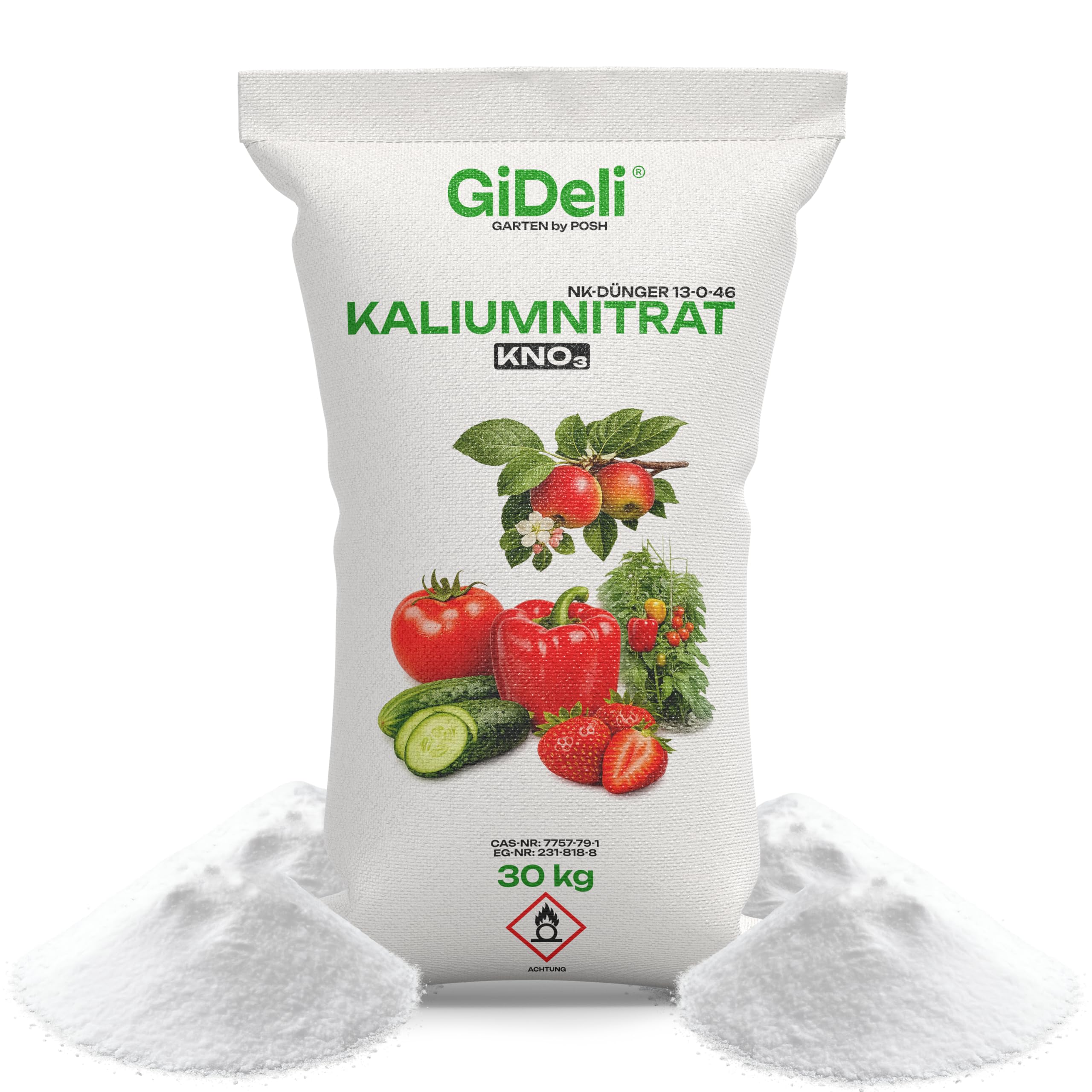 GiDeli Kaliumnitrat 30kg im Eimer - Ein Universaldünger, Ideal für Blumen, Obstpflanzen und Zierpflanzen - 1 kg Dünger Reicht für 60 m² - Pflanzendünger, der die Immunität und das Wachstum verbessert