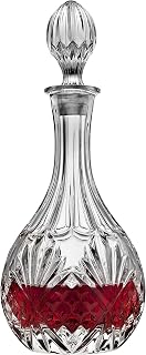 Godinger Dublin Wine Decanter - Lead Crystal 750ml Carafe with Stopper, Elegant Diamond Cuts, Traditional Style