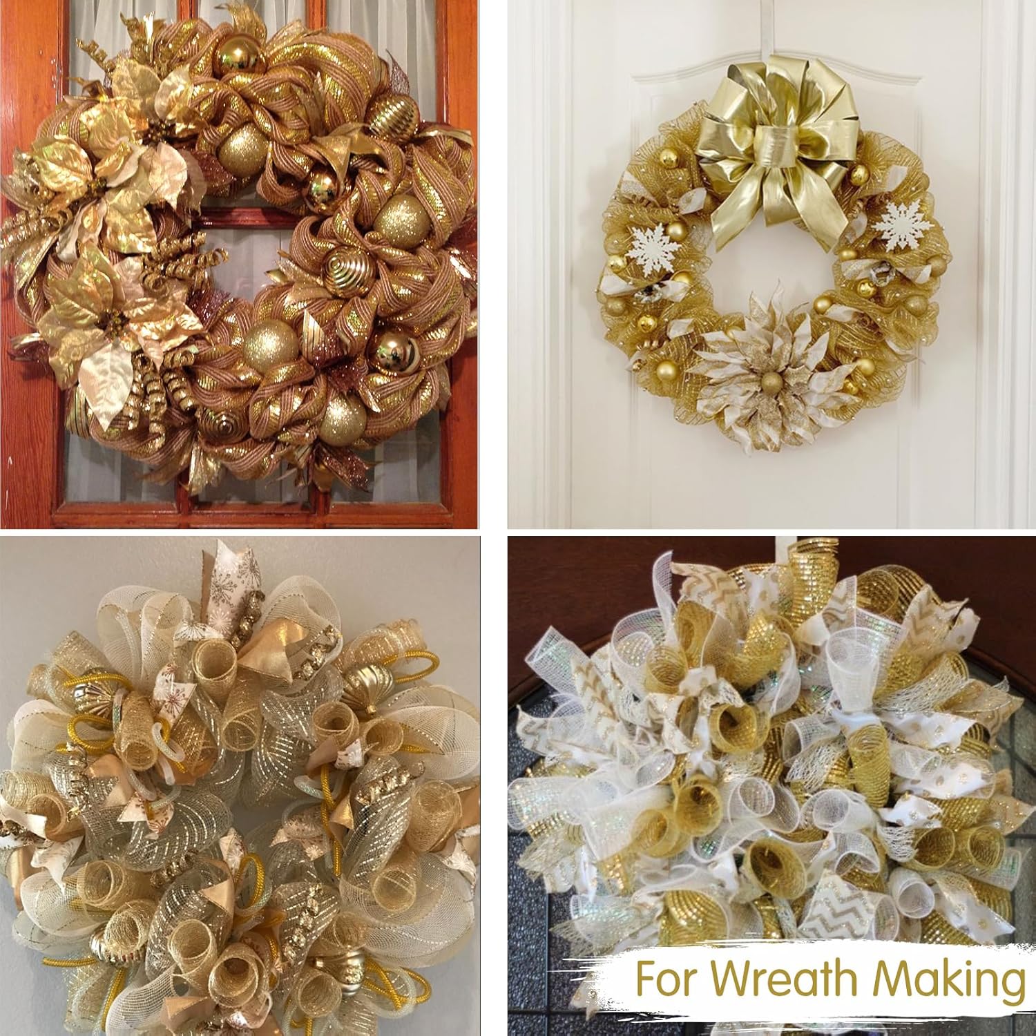 クリスマス スワッグ ベージュリボン 玄関から華やかに。おしゃれな