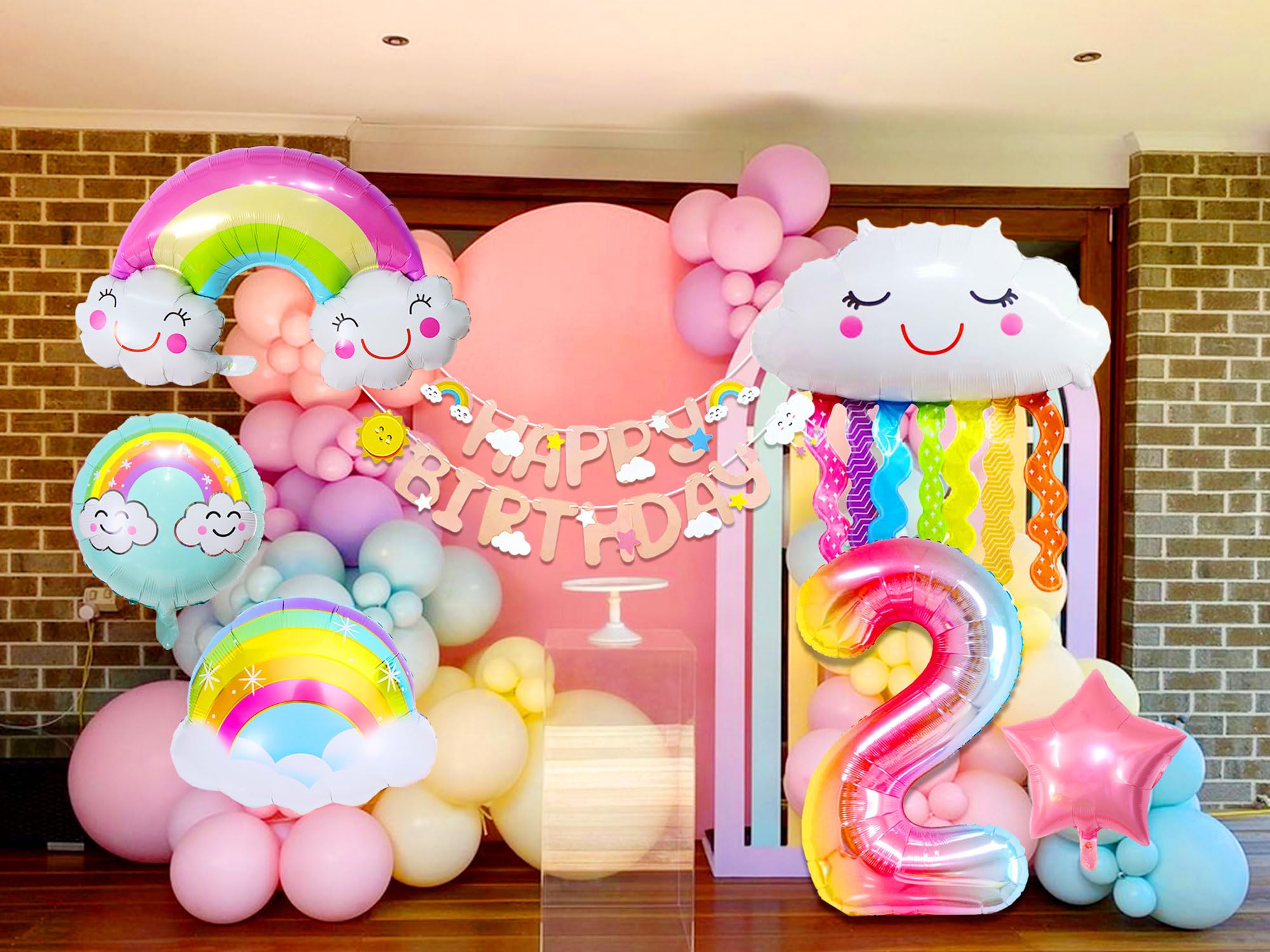 ✨ 2歳　飾り付け お誕生日バルーン　レインボー 虹の誕生日 ✨ 2歳 飾り付け お誕生日バルーン レインボー 虹の誕生日 Amazon