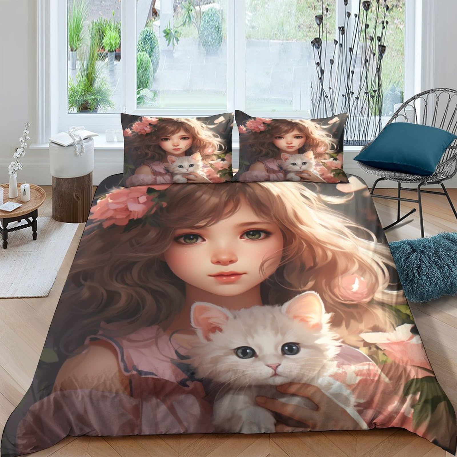 Housse de couette 200x200cm imprimé 3D parure de lit microfibre douce enfants adultes