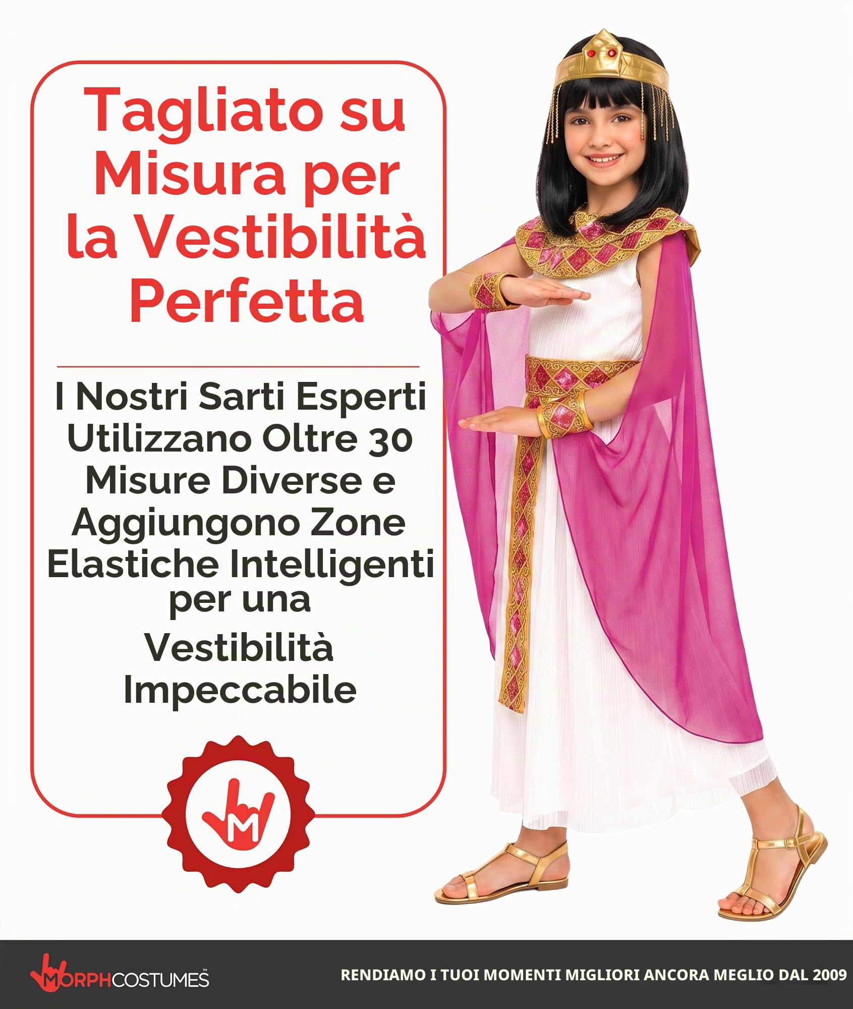 Morph Costume Cleopatra Bambina, Costume Egizio Halloween Bambina