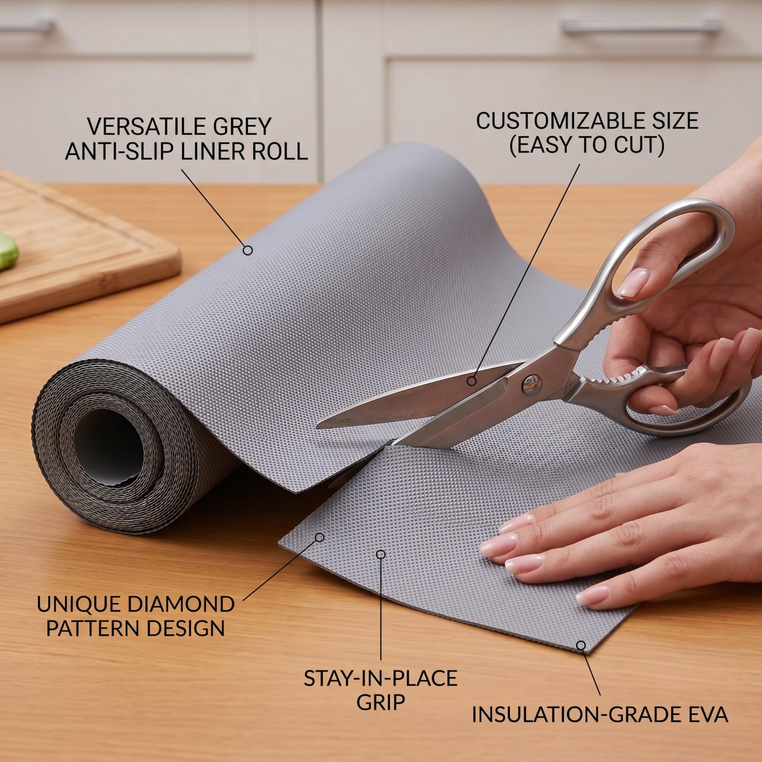 EASYHOME Premium EVA Anti-Slip Fridge Mat & Shelf Liner, Grey Diamond 2