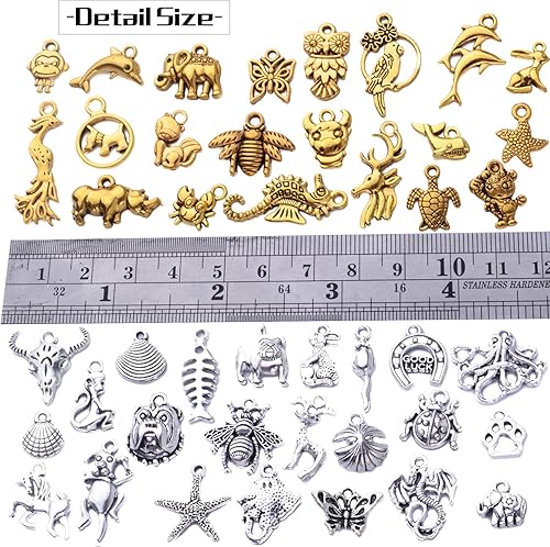 Miniatura 3 de Colección de 100 dijes de animales, aleación de mariposa, dragón, tortuga, mono, pulpo, mascotas, dijes de cuentas de animales, colgantes para