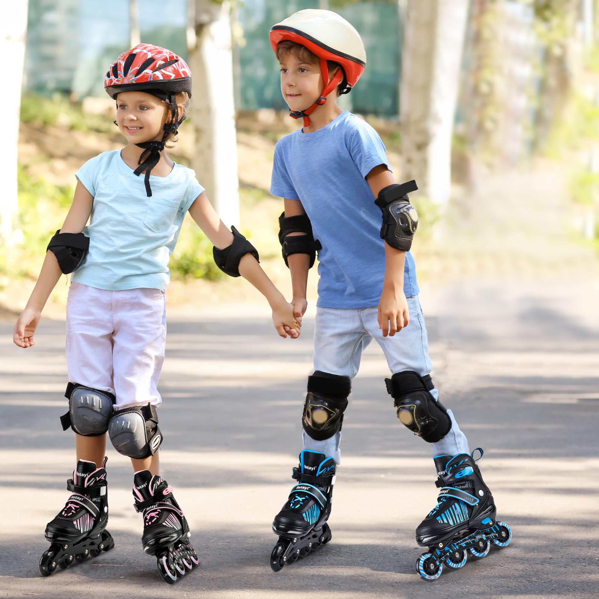 TaroKitc Inliner für Kinder Jugendliche und Damen/Herren, 4 Größen Verstellbare Inline Skates für Mädchen Jungen, Jugendliche Anfänger Inline Rollschuhe in den Größen 30–45