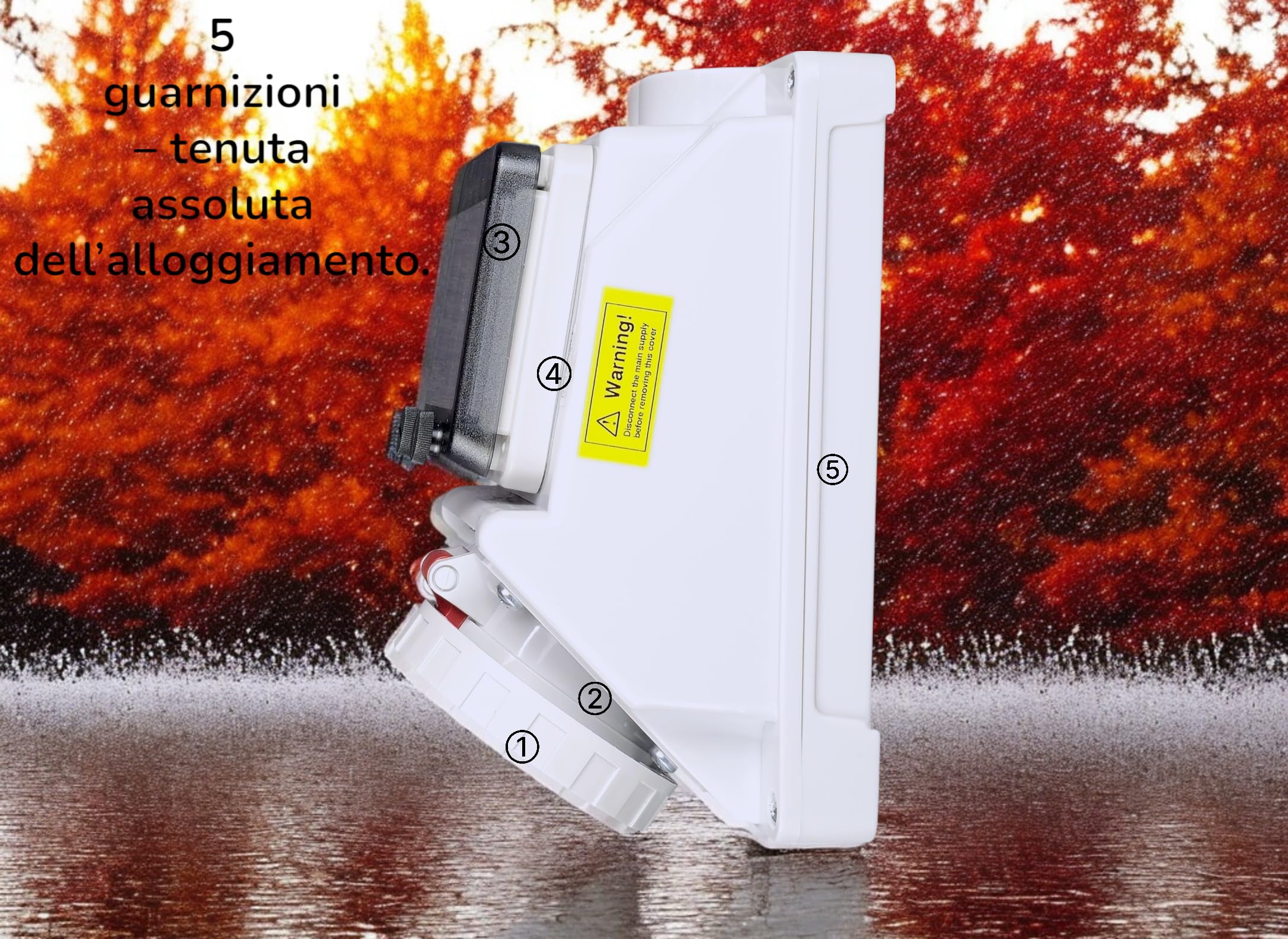 RoadEu – Presa a muro IP66 CEE 16A con interruttore magnetotermico – 400V 5 poli trifase – Impermeabile & antipolvere – Ideale per esterni e ambienti umidi