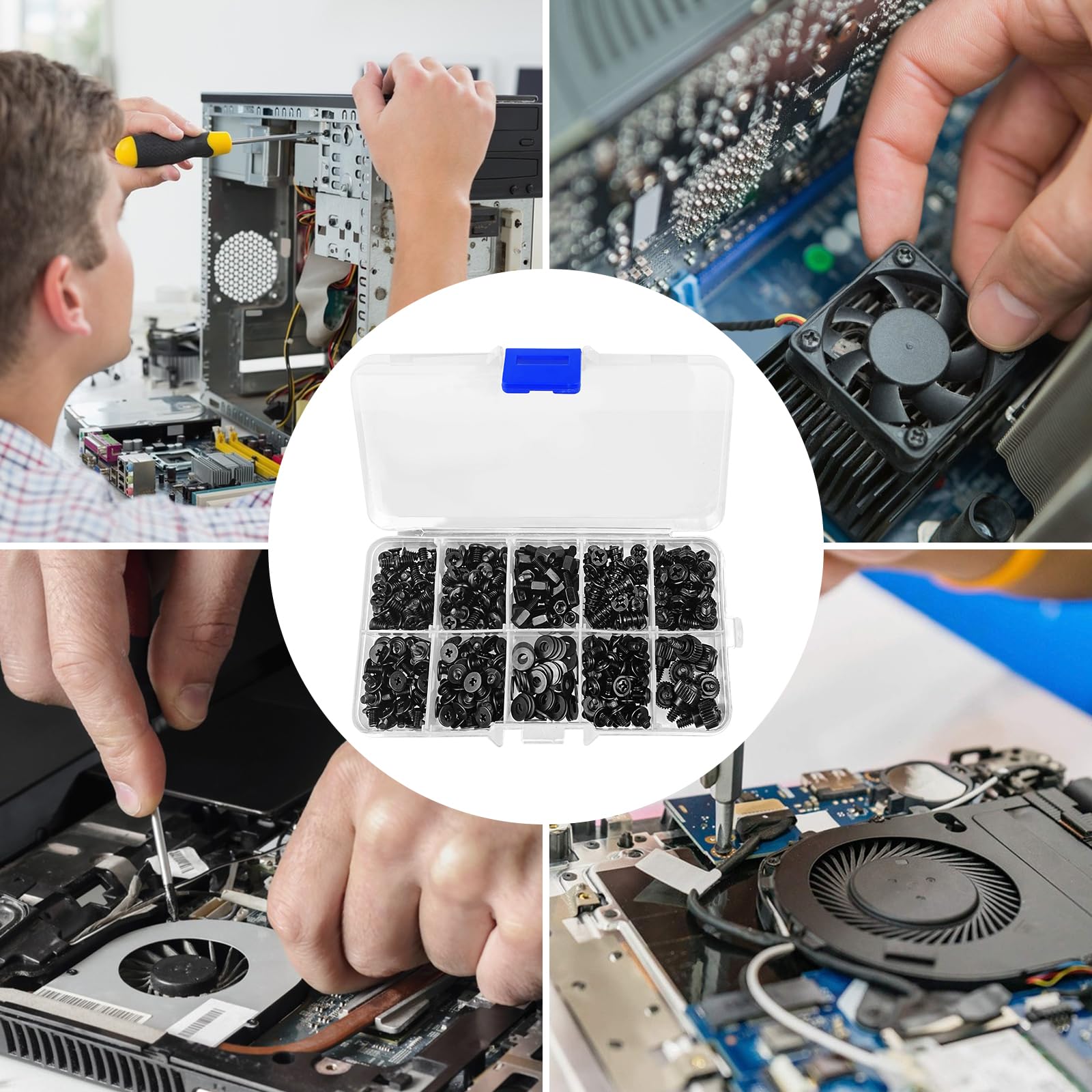 Ceisazira 420 Pezzi Set di Viti per Computer Portatile, 10 Dimensioni, Distanziatori per PC, Hard Disk, Scheda Madre, Ventola, Disco Rigido