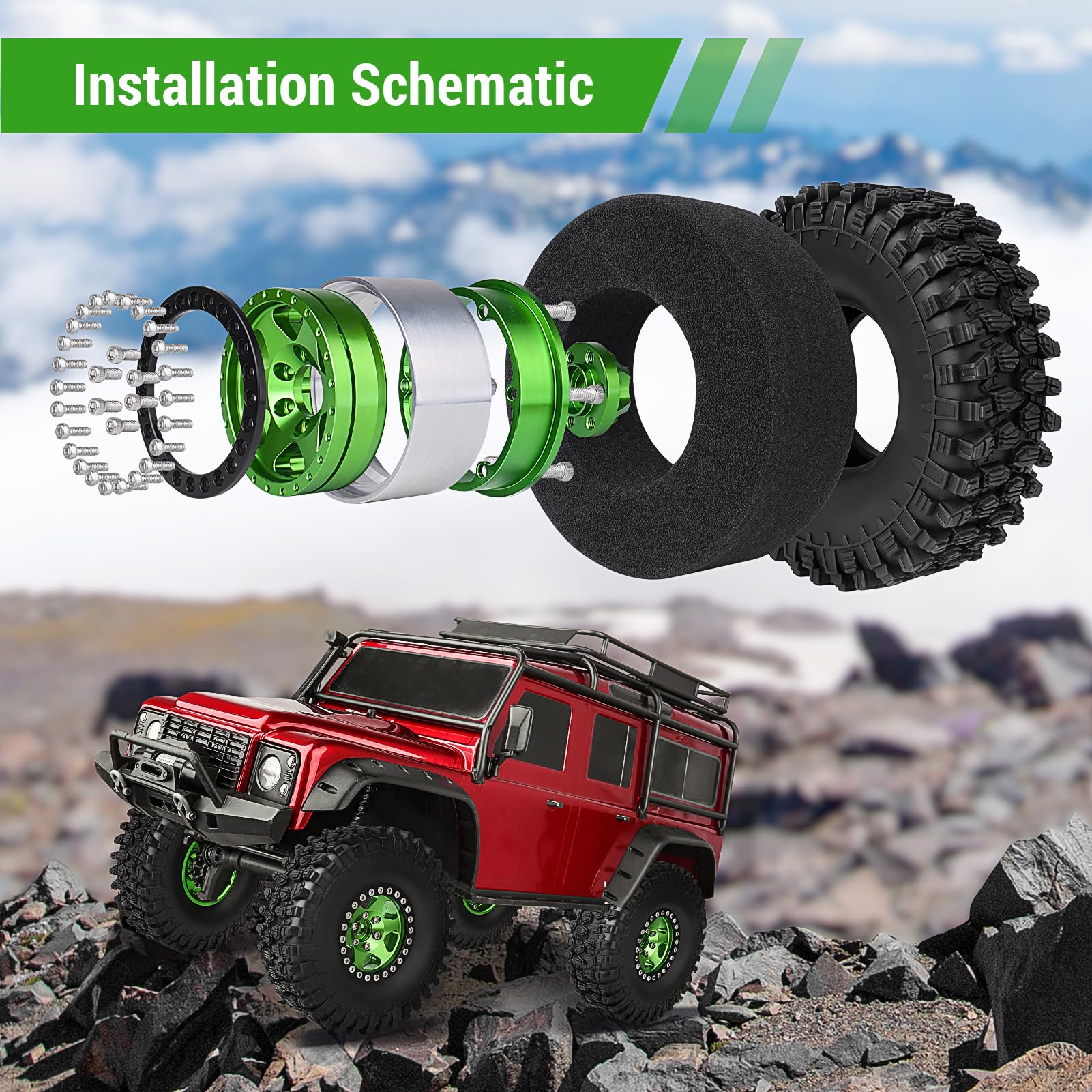 RC4WD ホイール　1.9インチ　深リムハブ12ミリ　ビードロック　クローラー 4 個 120 ミリメートル メタル 1.9 ビードロック ホイールリム