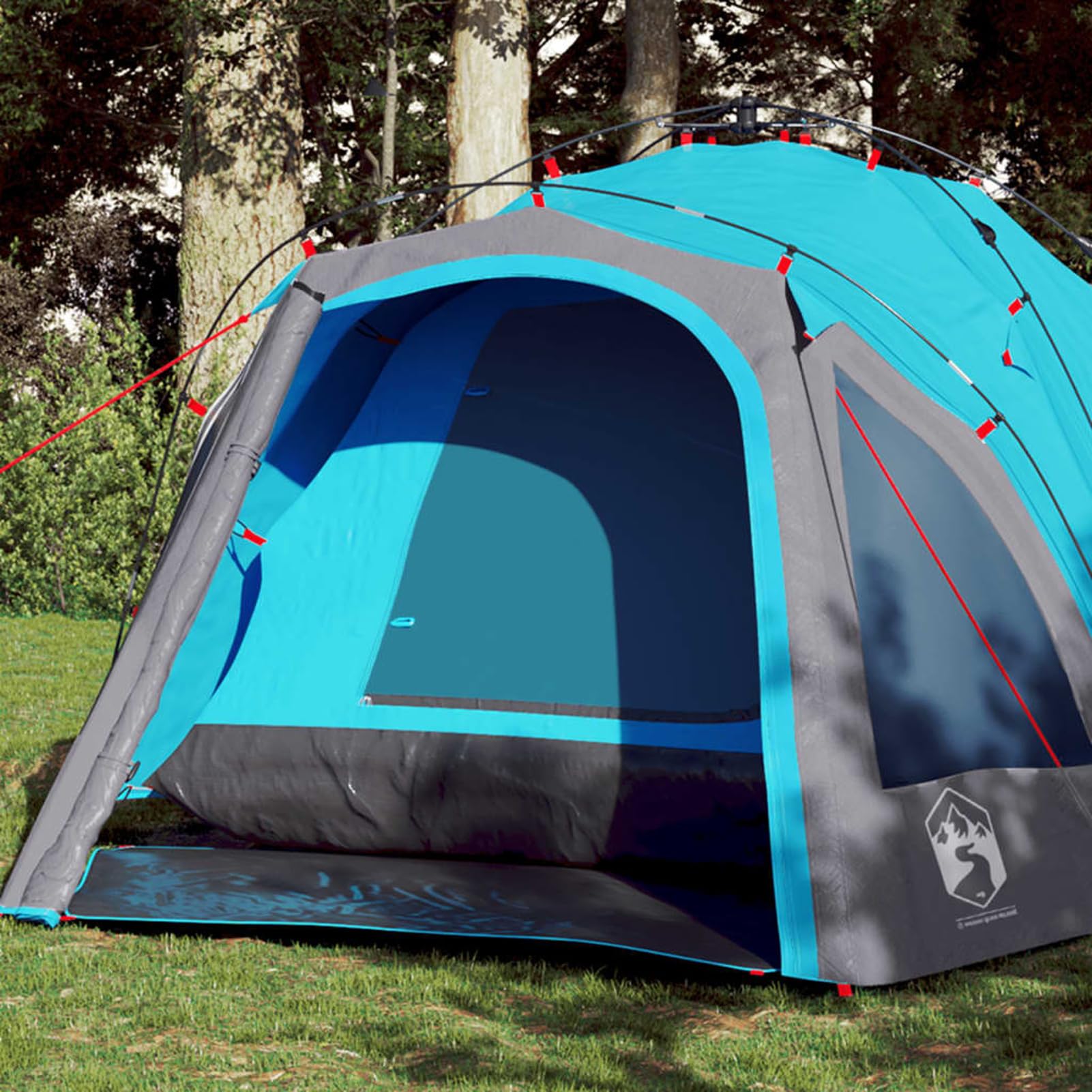 Gecheer Tenda da Campeggio 3 Posti Blu a Cupola con Sistema di Montaggio Rapido, Parapioggia Staccabile, E-Port e Tessuto in Poliestere 190T con Rivestimento PU, per Campeggio All'Aperto