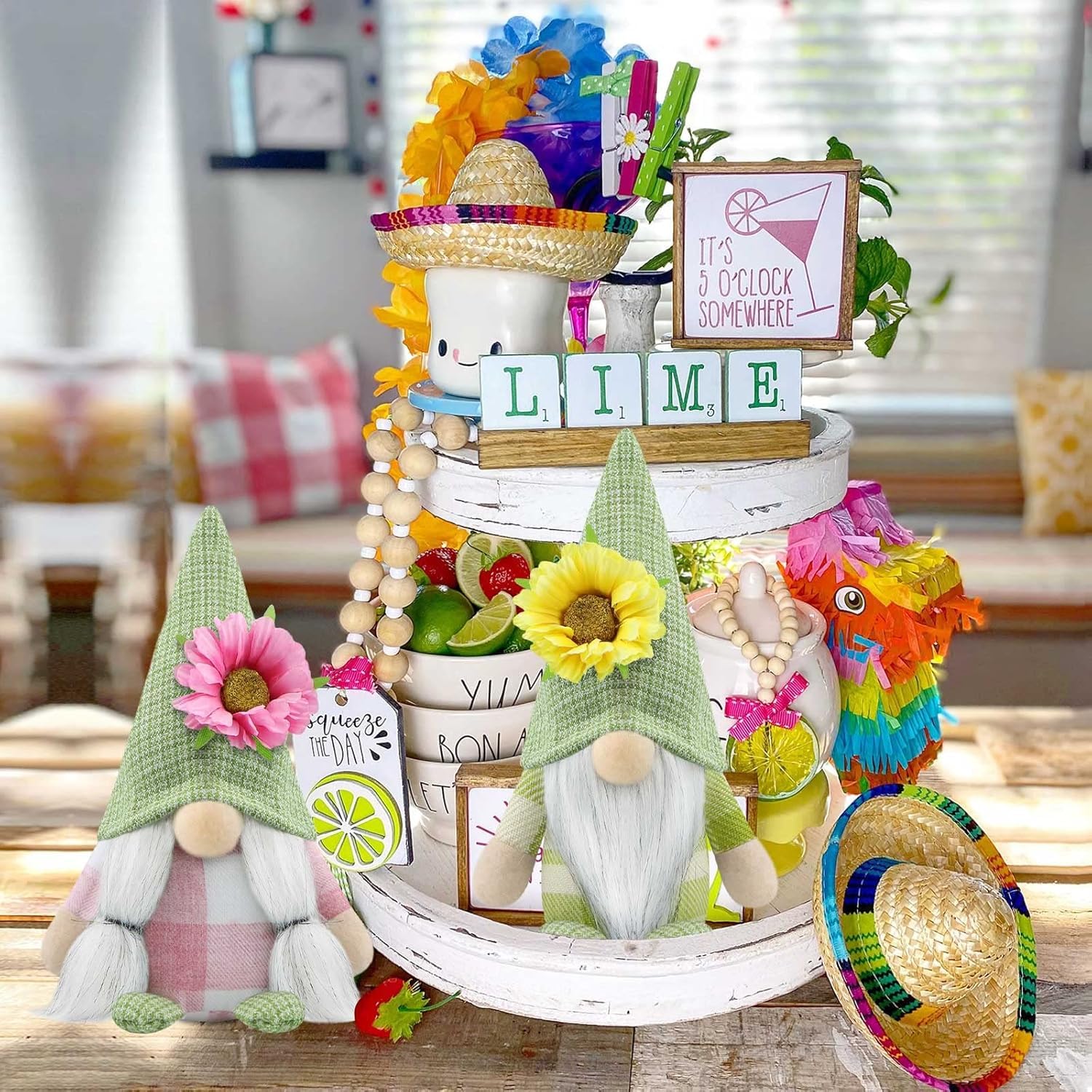 Tafeldecoratie Lentedecoratie Figuur Vrouw Jurk Groen H20cm 2st