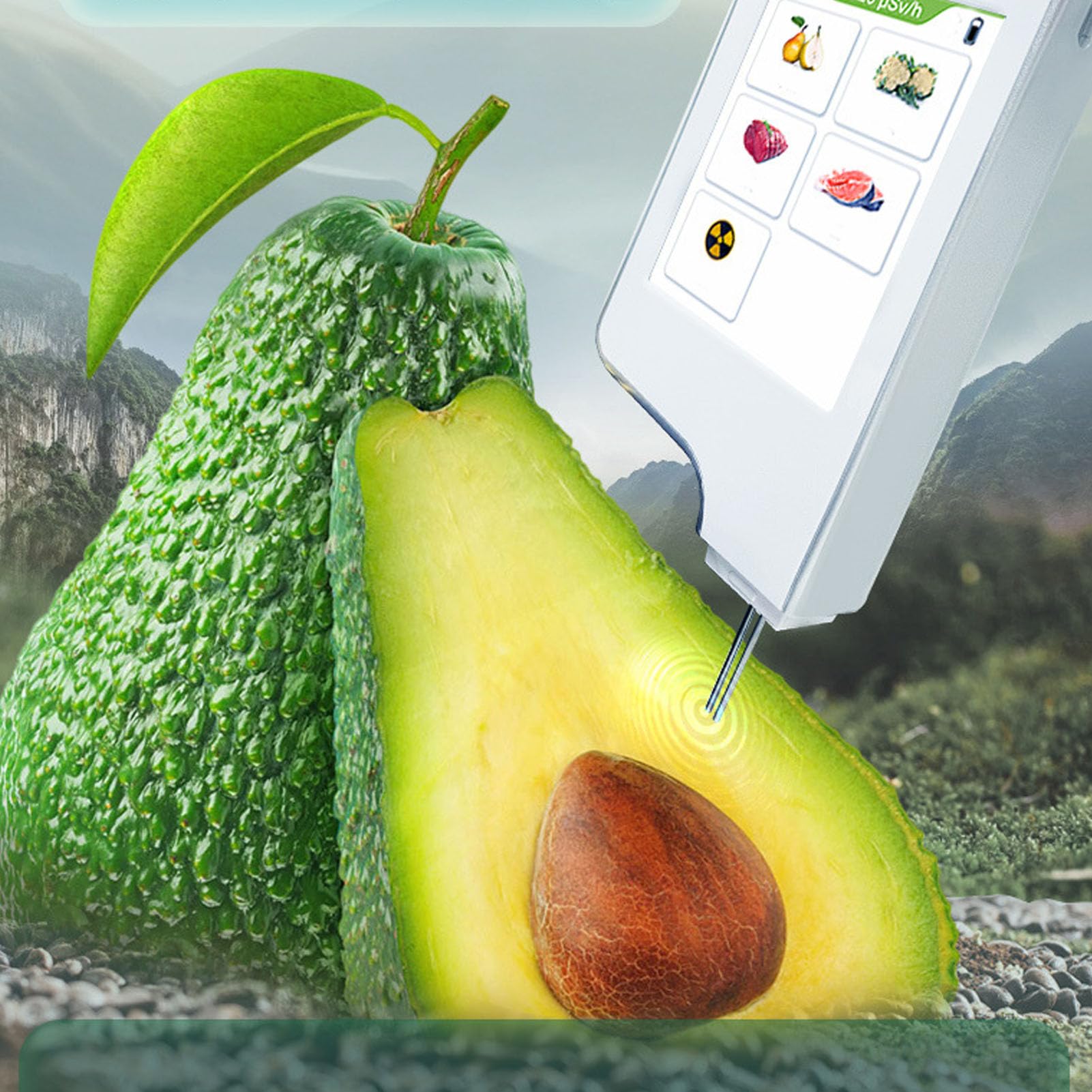Medidor de Nitratos y Contador Geiger, Detector de Radiación Digital 2-en-1, Detección 0-9999mg/kg, Medidor de Radiación 0-99.99mSv/hr, Recargable para Mariscos, Frutas, Verduras (Blanco)
