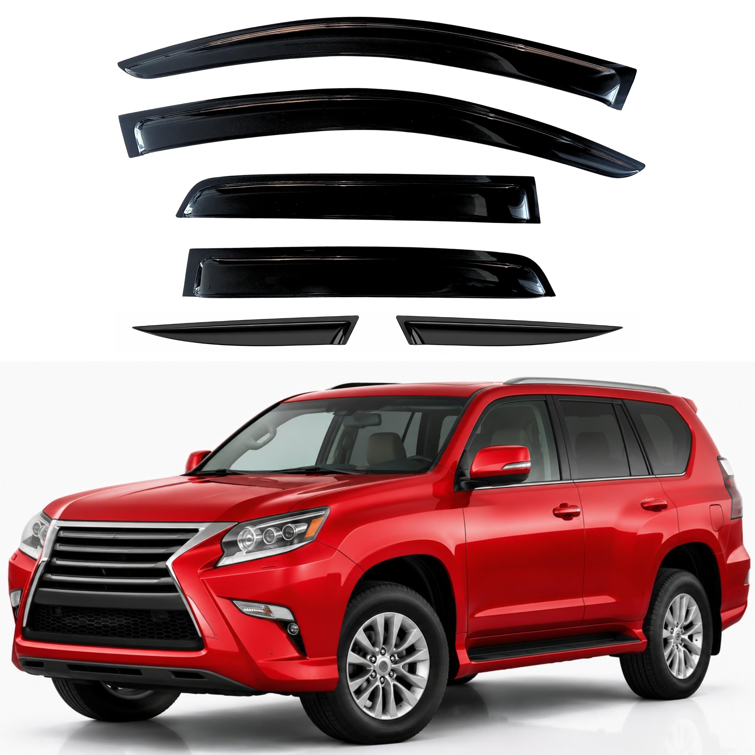 KPY Rain Guards Fit for 2010-2023 Lexus GX460, Out-Channel Window Visors Vent Wind Deflectors 6PC, Car Accessories for 10-23 Lexus GX Series