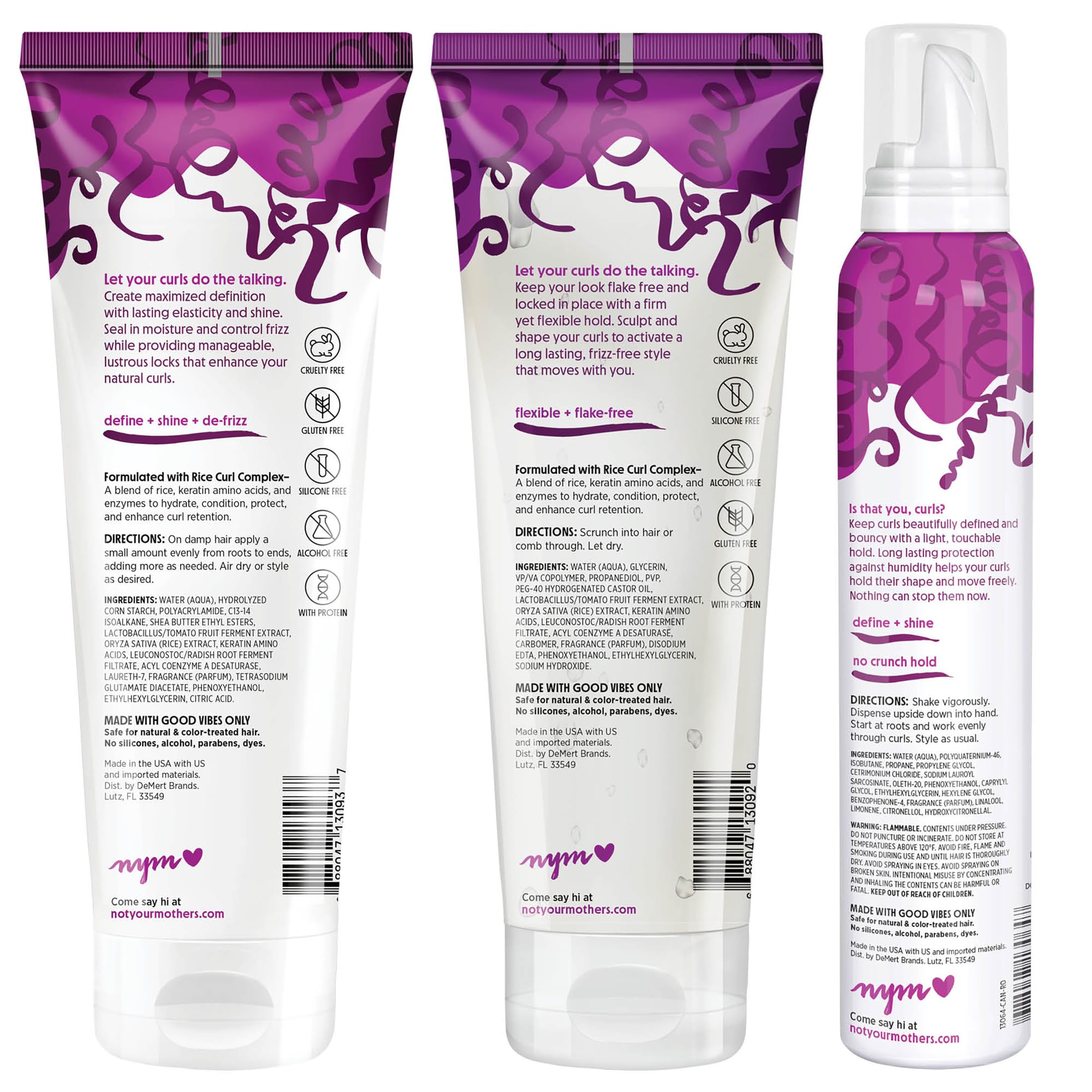 Not Your Mother's Curl Talk Defining Curl Cream, Gel und Mousse zum Stylen von Frizz Control (3 Stück) - 240 g Creme, 180 g weiße Mousse