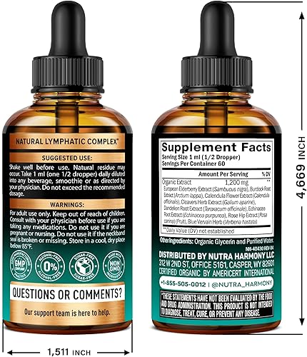 Miniatura 2 de USDA Suplemento de drenaje linfático orgánico - Equinácea Baya de saúco Diente de león Rosa mosqueta Cuchillas Caléndula Bardana - Hecho