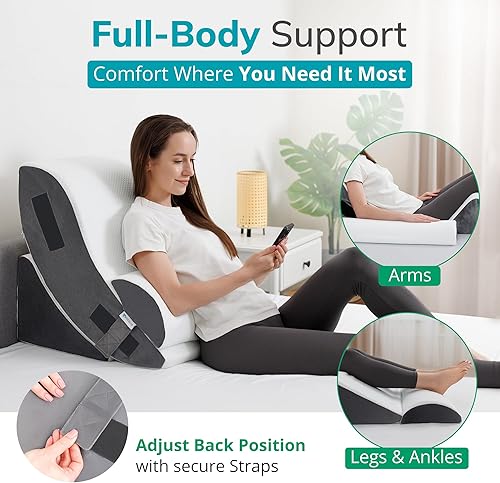 Miniatura 6 de Juego de 4 almohadas ortopédicas de cuña de espuma viscoelástica para después de la cirugía, cirugía de hombro, dormir, espalda, pierna, soporte de