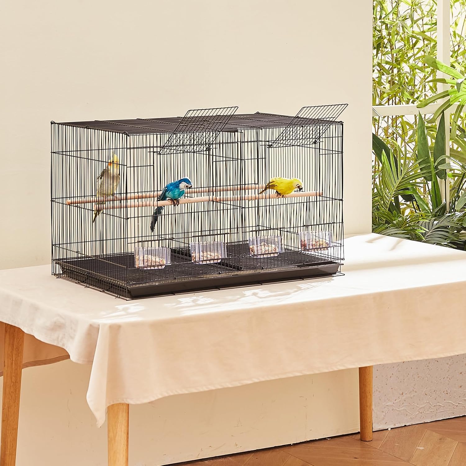 Jaula para Pájaros, Transportín Versátil para El Hogar Y Los Viajes, Ideal para Cacatúas, Loros, Periquitos, Cotorras, Cotorras, Palomas Y Otras Aves Pequeñas Y Medianas. Black, Dividable