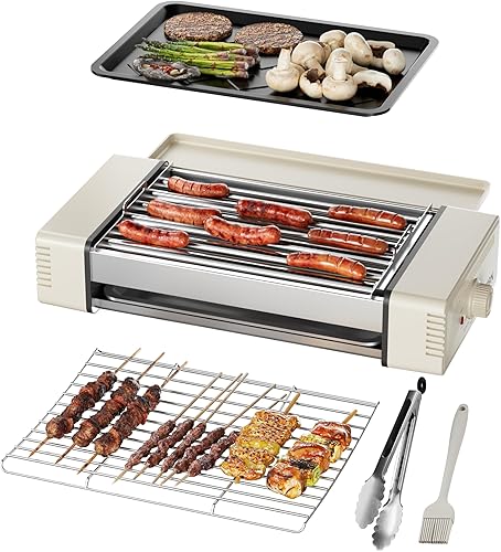 HBN Máquina de rodillos para perros calientes con placas de parrilla y plancha extraíble, cocina eléctrica compacta para perros calientes,