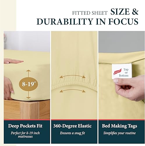 Miniatura 4 de Ashton Sheets Juego de sábanas King de algodón egipcio, 1500 hilos, 4 piezas, sábanas de algodón egipcio, sábanas de lujo tamaño King, sábanas