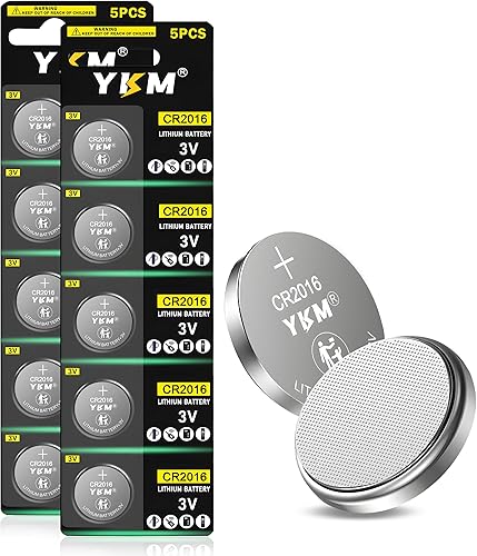 YKM 10 Pack CR2016 Battery DL2016 CR 2016 LM2016 BR2016 Long Lasting 3V Lithium Battery for Car Remote Watch Garage Door Opener Remote Toy Calculator