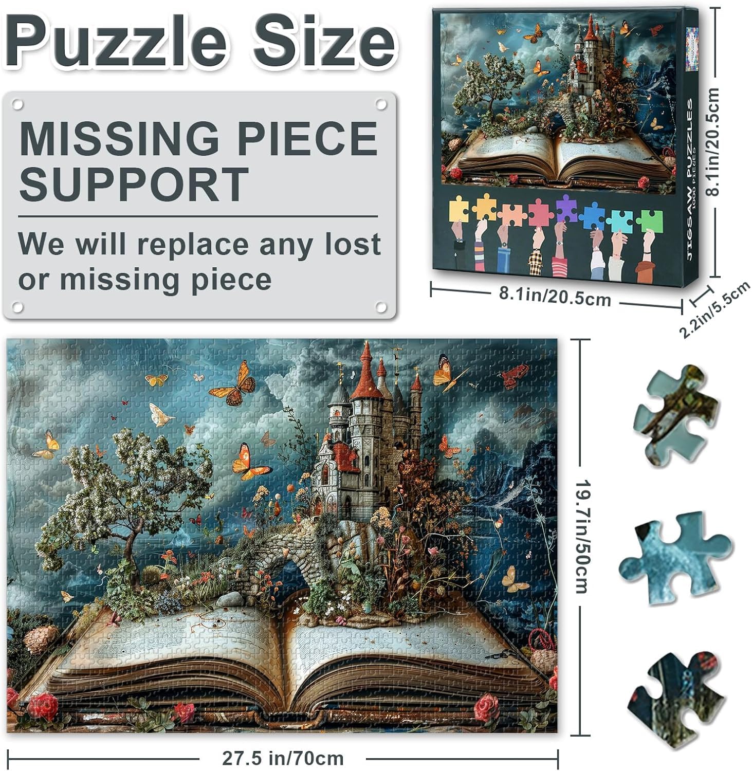 Jigsaw Puzzles for Adults Fantasy World Inside of The Book Puzzle Flowers Knowledge Butterfly Castle Puzzles for Adults 1000 Pieces-Landscape Challenge Impossible Games - Image 2