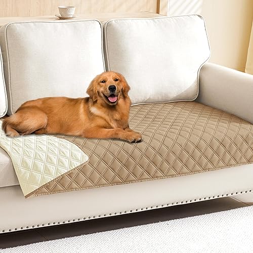 Miniatura 19 de Smiry Funda impermeable para cama de mascota, suave y lavable, para cama, sofá, reversible, perros pequeños, medianos, grandes, gatos, diseño