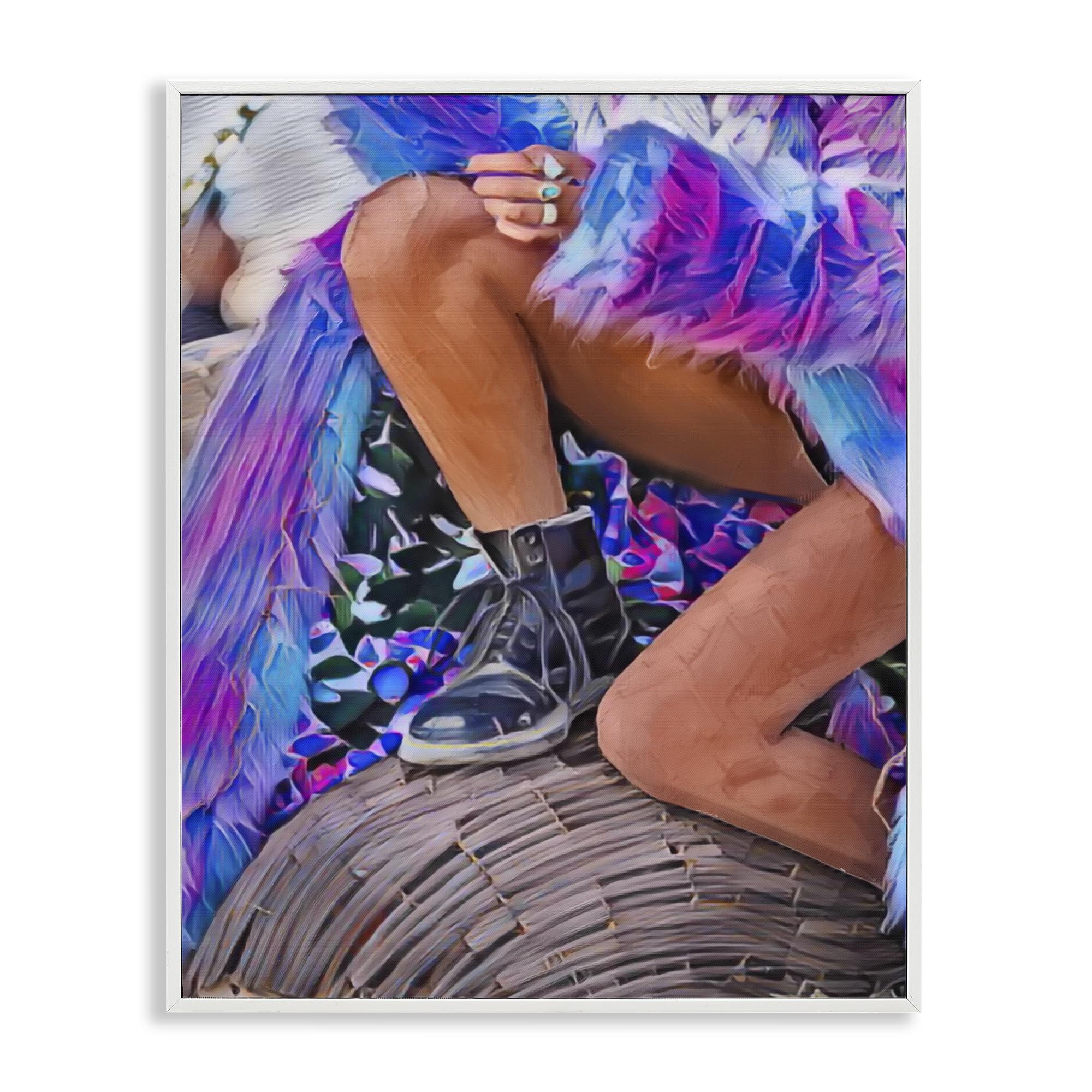 Stupell Industries Purple Fur & Boots White Framed Giclee Art, design by Jesse Keith, 20 x 16