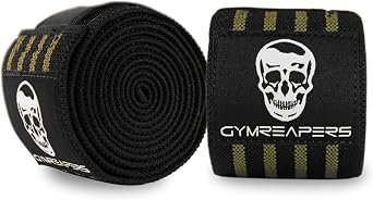 Gymreapers Knee Wraps (Pair) With Strap for Squats, Weightlifting, Powerlifting, Leg Press, and Cross Training - Flexible 72 inch Knee Wraps for Squatting - For Men & Women