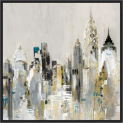 Miniatura 7 de Amanti Art Lienzo enmarcado para pared, 22 x 22 pulgadas, paisaje urbano dorado por Valerie Mravyan, lienzo enmarcado para pared, obras de arte