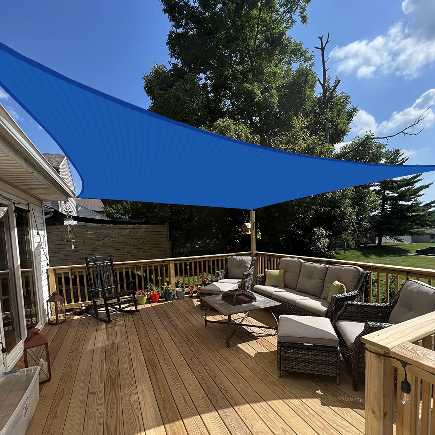 Photo 1 of E&K Sunrise 16' x 20' Sun Shade Sail Rectangle Canopy Shade Cover UV Block for Patio Backyard Garden Outdoor (Blue)