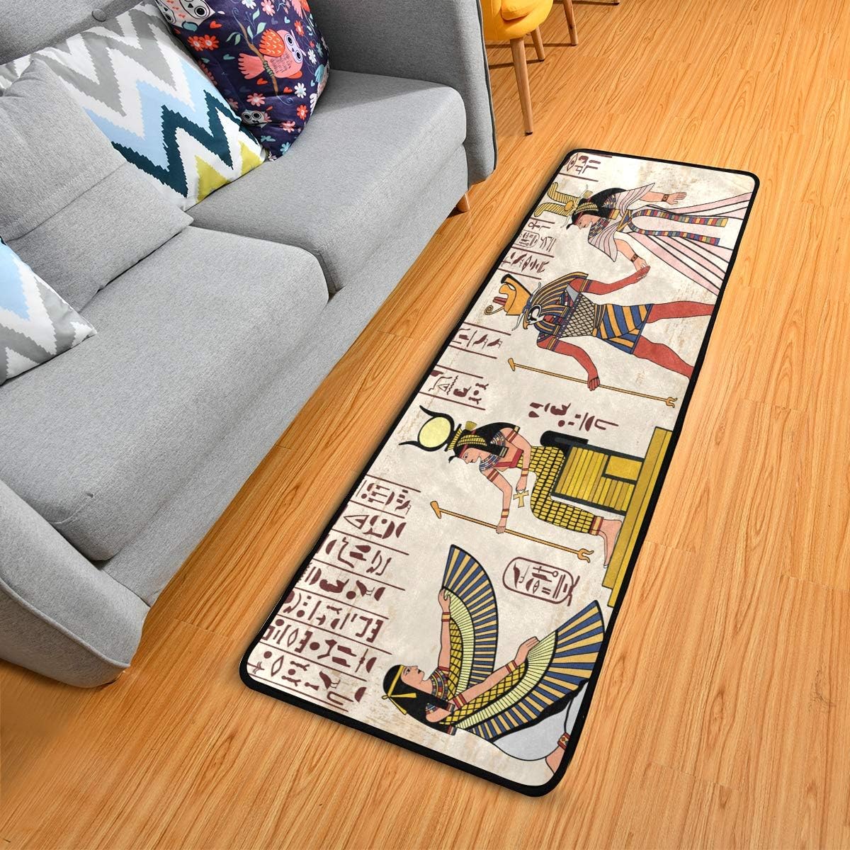 ALAZA Egyptian Hieroglyphics Artwork Culture Collection Area Mat Rug Rugs for Living Room Bedroom Kitchen 2' x 6'