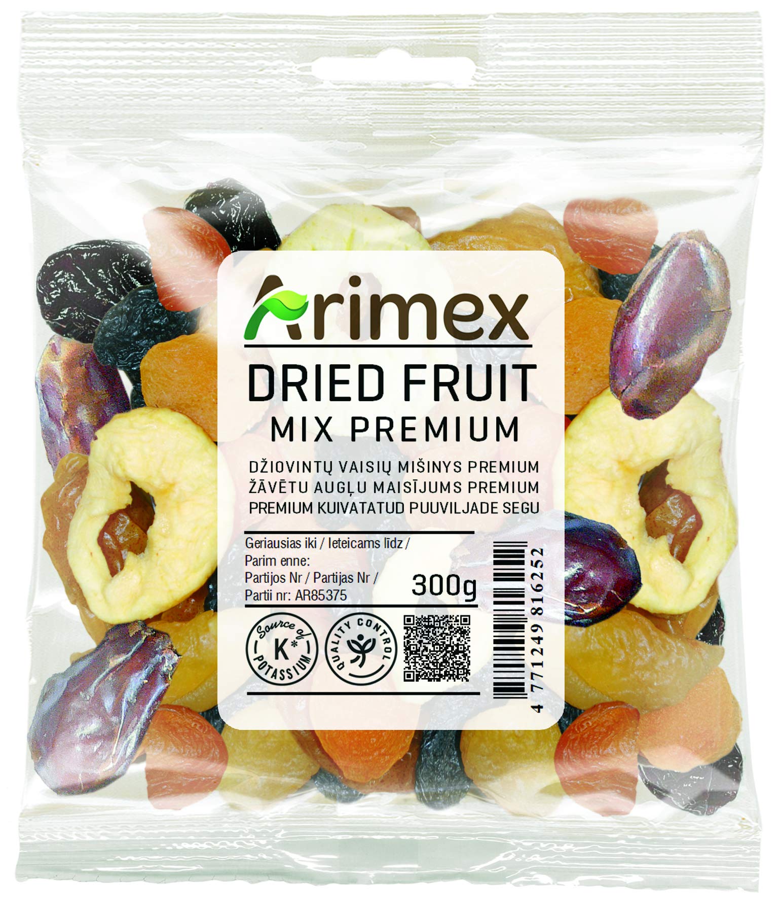 Arimex Premium Dried Fruit Mix with Pears, Apricots, Plums, Dates and Apples, 300 g