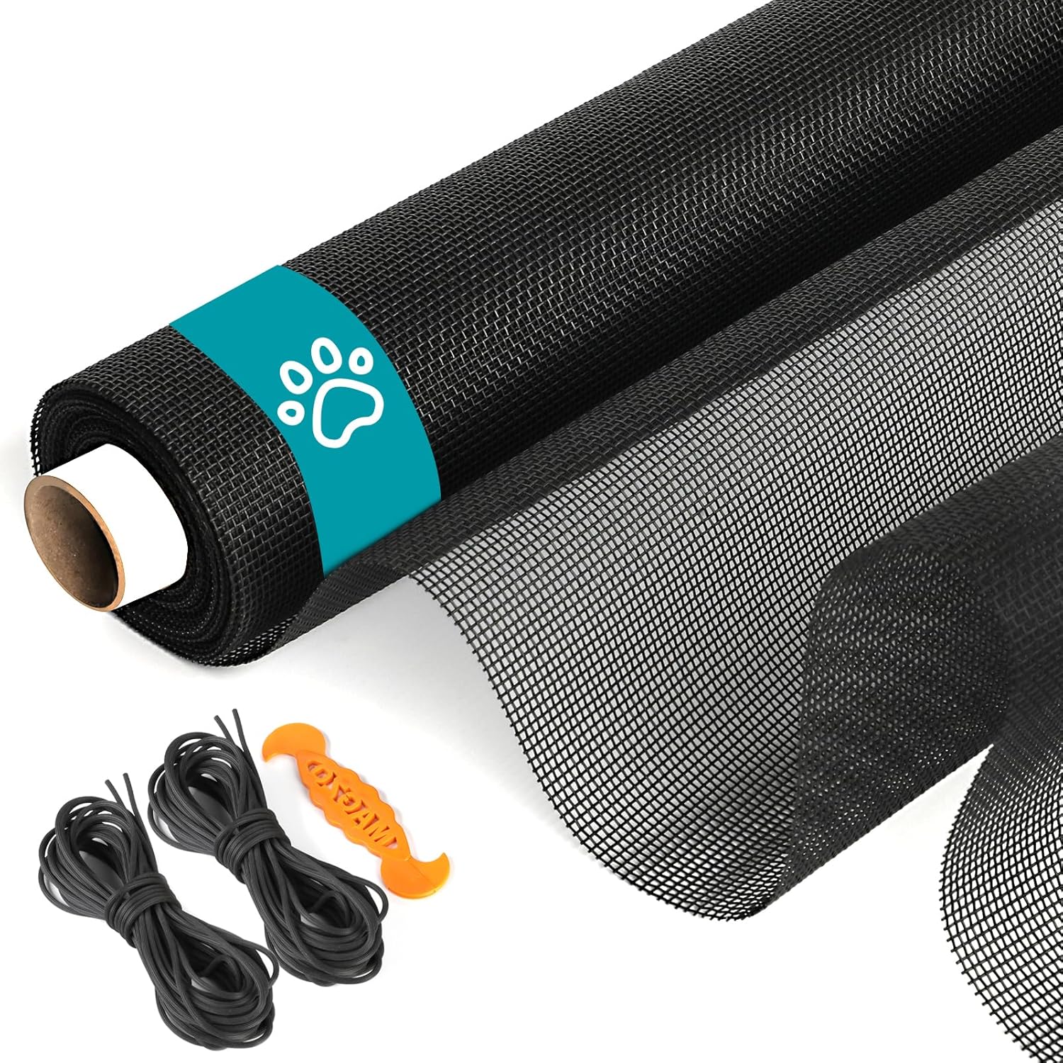 Pet Proof Window Door Screen Roll,37.4INx16.4FT Polyester Window Screen Mesh,Heavy Duty Screen Replacement Kit for Window, Door,Pet,Patio,Porch (15x12 Mesh)
