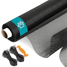 Pet Proof Window &Door Screen Roll,15x12Mesh Heavy Duty Screen | Dog Cat Resistant Black Mesh Screen Replacement Kit for Window, Door, Pet, Patio, Porch 37.4" x 196"
