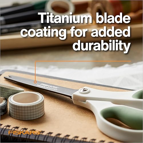 Miniatura 2 de Fiskars Tijeras de titanio antiadherentes Everyday Softgrip (8 pulgadas), 2 unidades, helecho forestal