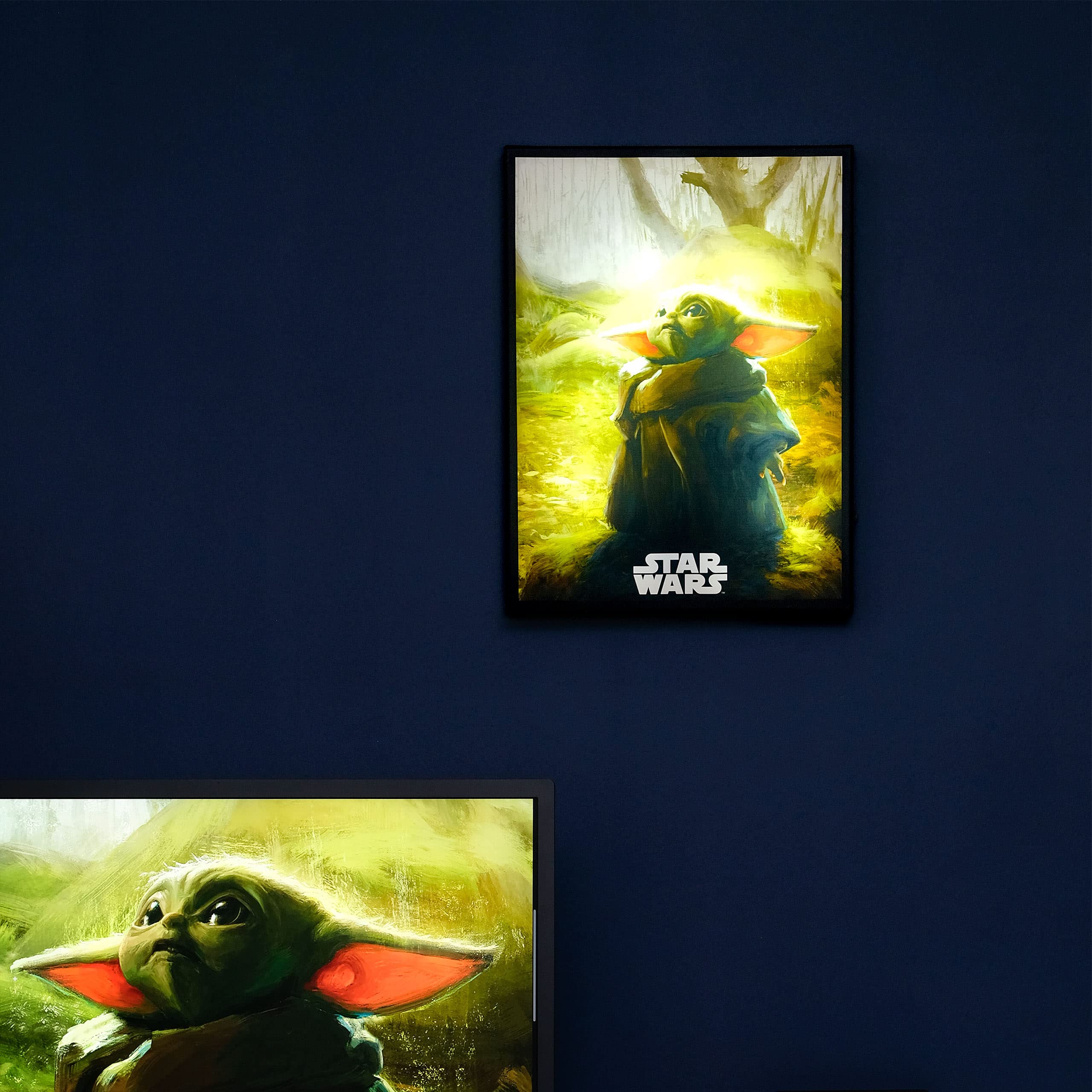 Elbenwald Star Wars Wandbild Grogu The Mandalorian 30 x 40 x 3,8 cm Mehrfarbig