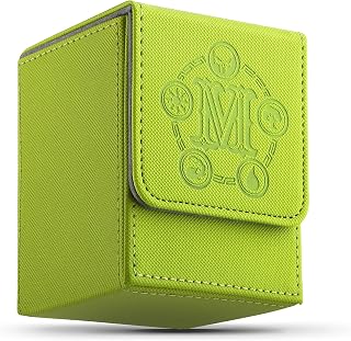 Card Deck Box for MTG Card Storage Box Holds 100 Plus Single Sleeved Cards, Microfiber Lining and Leather Card Box Compatible with Trading Card Games TCG, Yugioh Cards, etc. (Green)