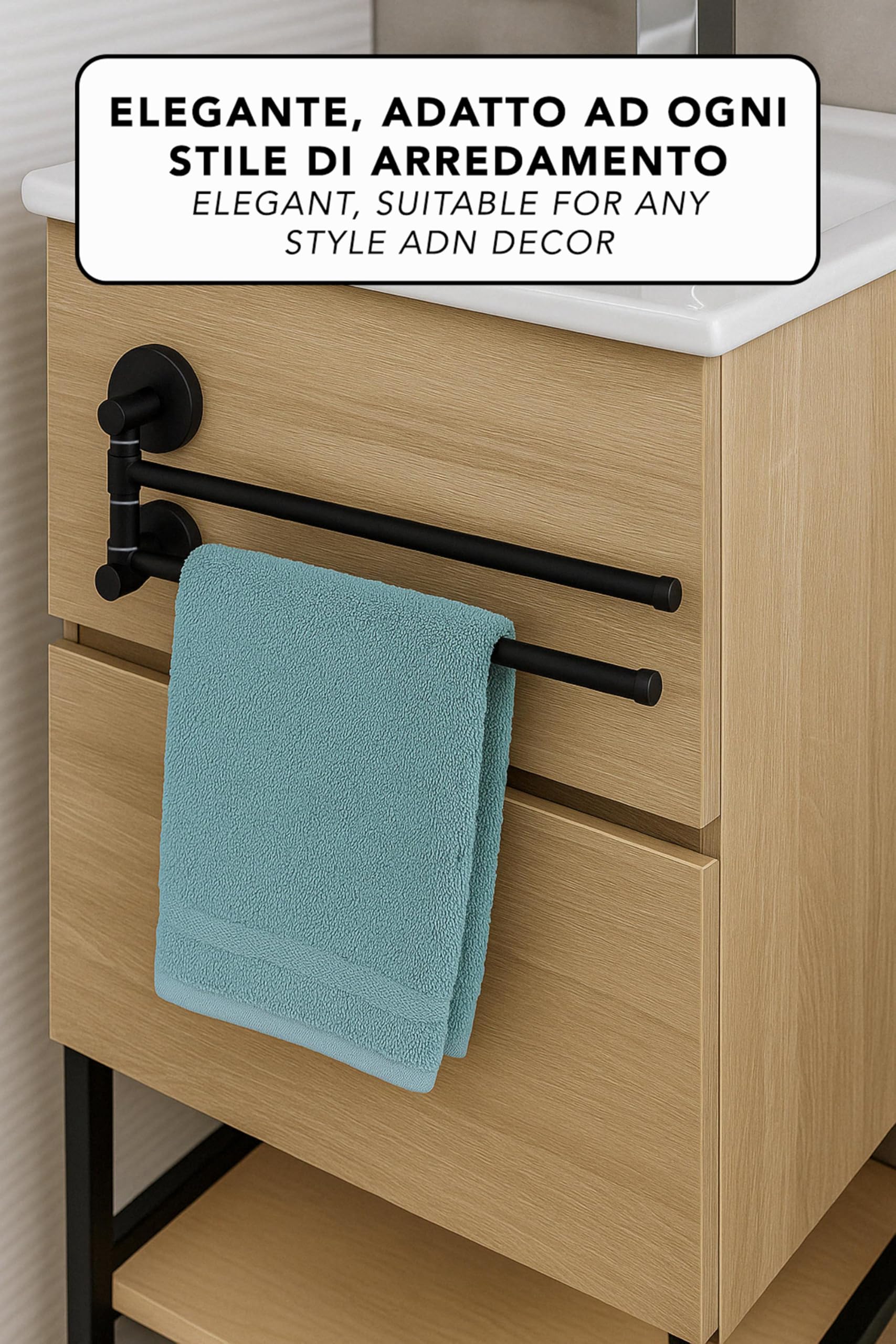 IPEA Porte Serviette adhésif Mural ou mobilier de Salle de Bain - Pas Besoin de perçage - Design Moderne avec Double Bras Mobile - Porte-Serviettes Mural à Coller dans la Salle de IPEA Porte Serviette adhésif Mural ou mobilier de Salle de Bain - Pas Besoin de perçage - Design Moderne avec Double Bras Mobile - Porte-Serviettes Mural à Coller dans la Salle de