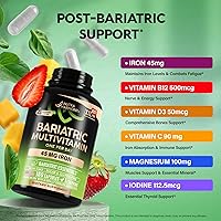 Vista 4 de Bariatric Multivitamin - 45 mg Iron Supplements - Made in USA - for Women & Men - All-in-One, 21 Essential Vitamins - Gastric Sleeve Support - Free