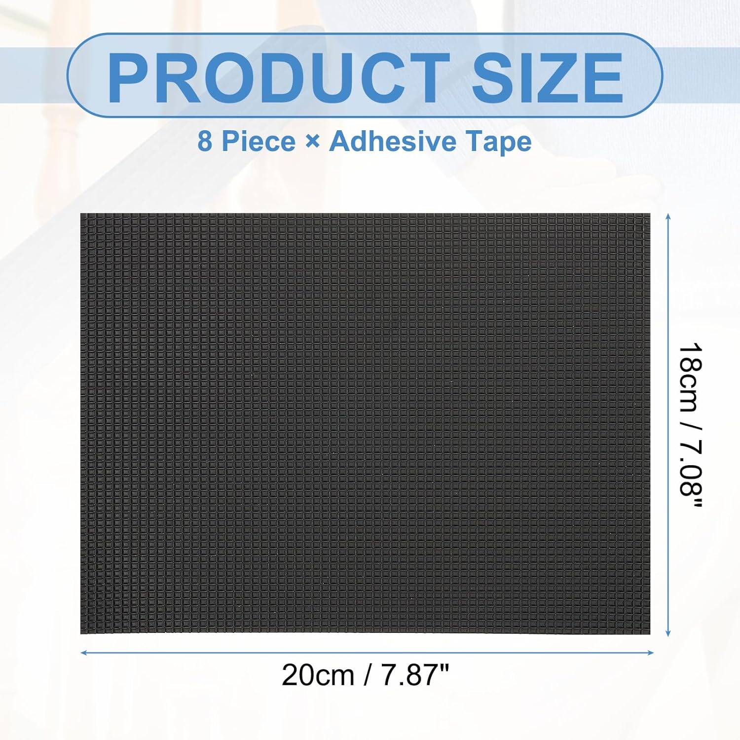 7.1 x 7.9 Inch Non-Slip Grip Tape, Waterproof Non-Abrasive Traction Tape Self-Adhesive Cushion Pad Strips for Handrails Game Controllers Ovens- 8 PCS (Black)