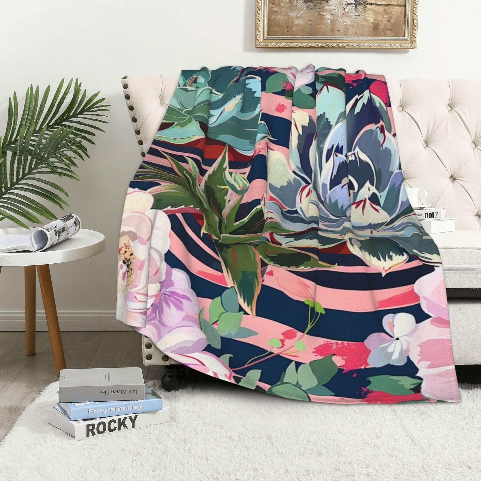 Couverture rayures succulentes flanelle contre le froid plaid léger de bureau