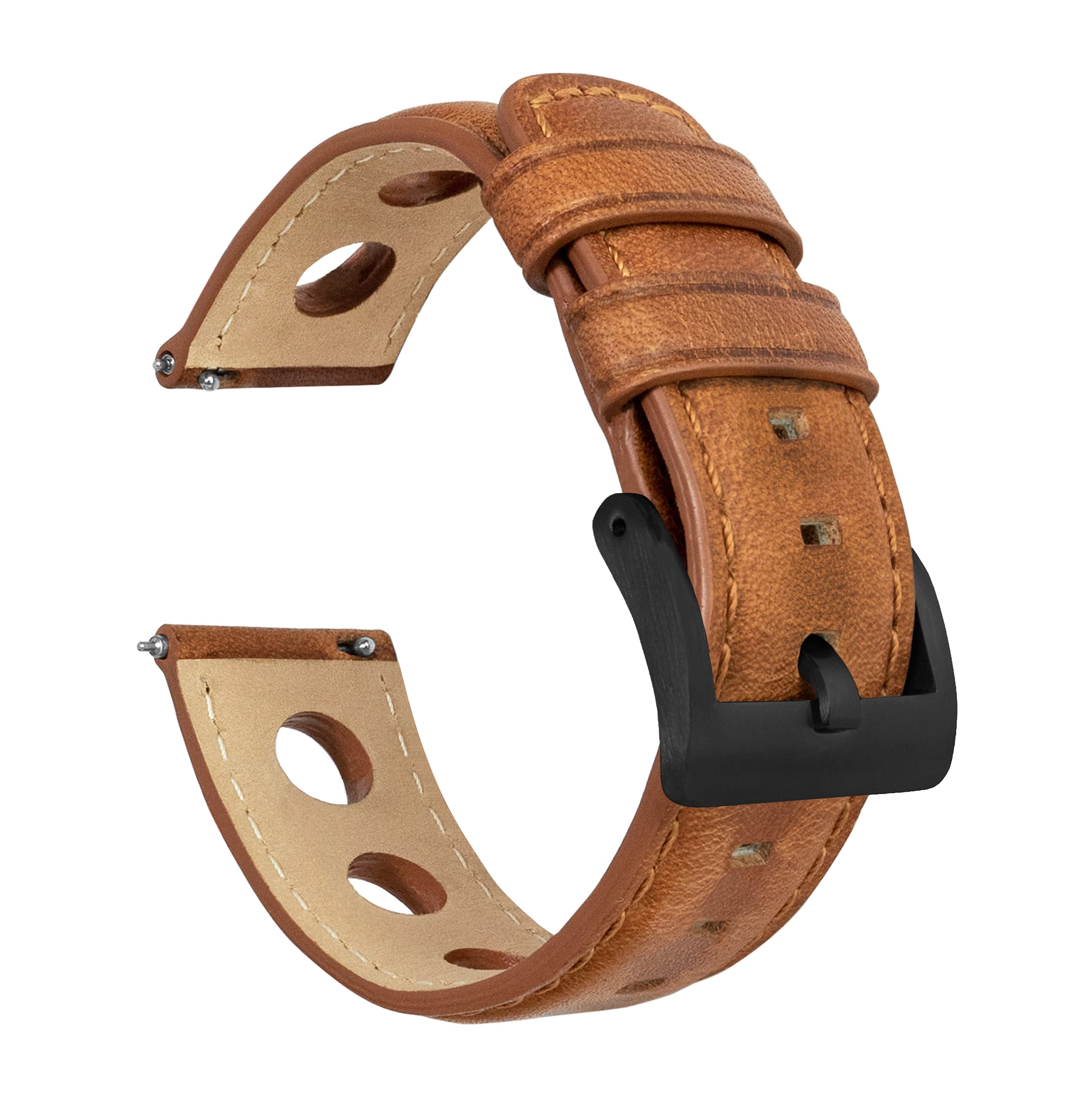Barton Racing &amp; Rally Horween Leather Straps with Integrated Quick Release Spring Bars - Watch Bands