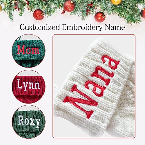 Miniatura 2 de Medias de Navidad personalizadas, medias de Navidad familiares con nombre personalizado, medias de Navidad grandes de punto para niños, calcetines