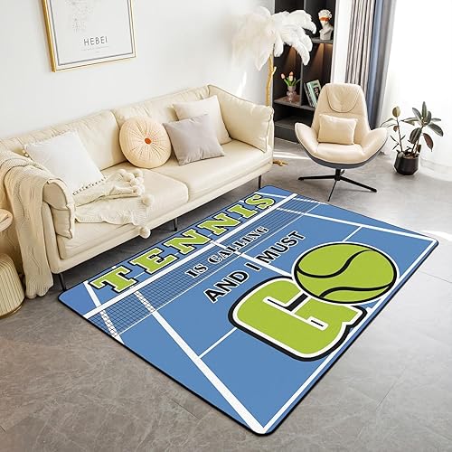 Alfombras de tenis para sala de estar, alfombra de área deportiva para niños y niñas, alfombra decorativa 3D de tenis, alfombra decorativa de diseño
