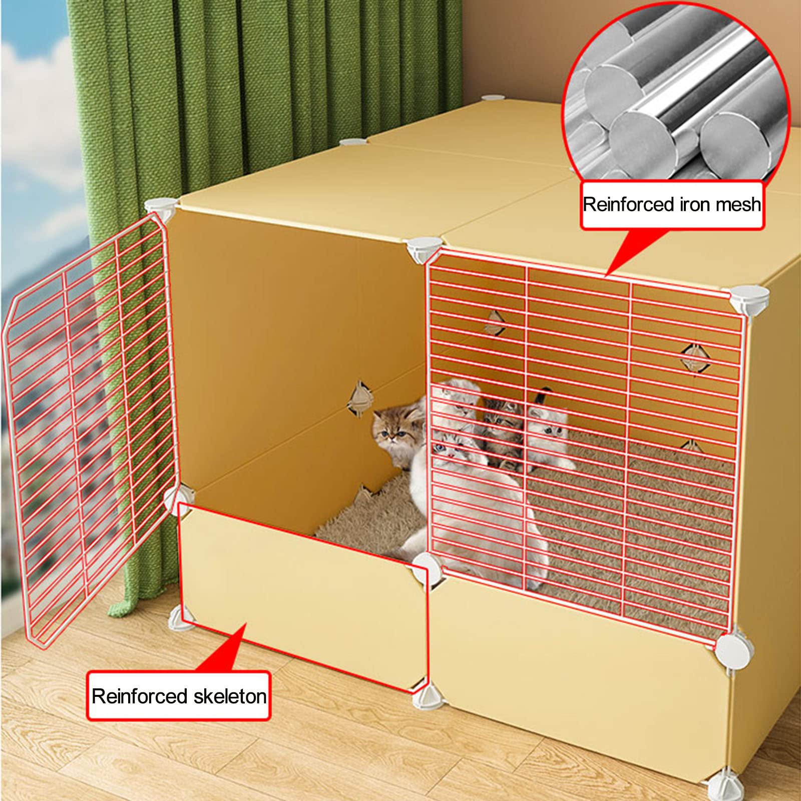 Gabbie per Gatti da Interno - Recinto per Animali Domestici Fai da Te, Gabbia per Gatti, recinto per Esercizi, Recinzione da Giardino, Gabbia con Porta, recinto per Piccoli Animali, recinzio