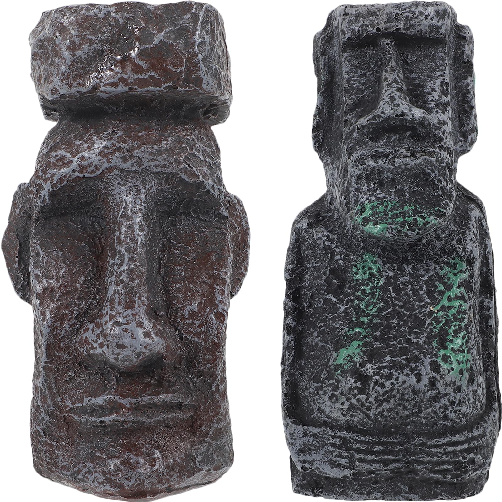Ciieeo 2pcs Easter Island Moai Head Sculpture Statue Aquarium Easter Island Head Decoration Fish Tank Moai Statue Ornament AHU Akivi Moai Sculpture Terrarium Landscaping : Pet Supplies