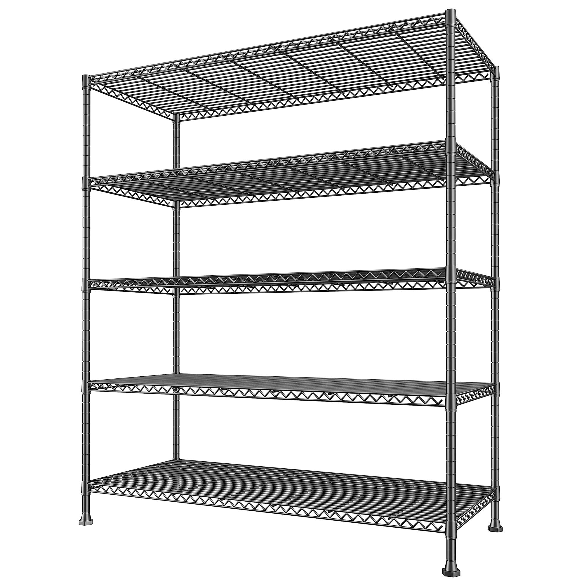 REIBII 45.5''W Storage Shelves Wire Shelving, 5 Tier Pantry Shelves for Storage Rack, Adjustable Metal Shelving for Pantry Kitchen Steel Shelving, 45.5