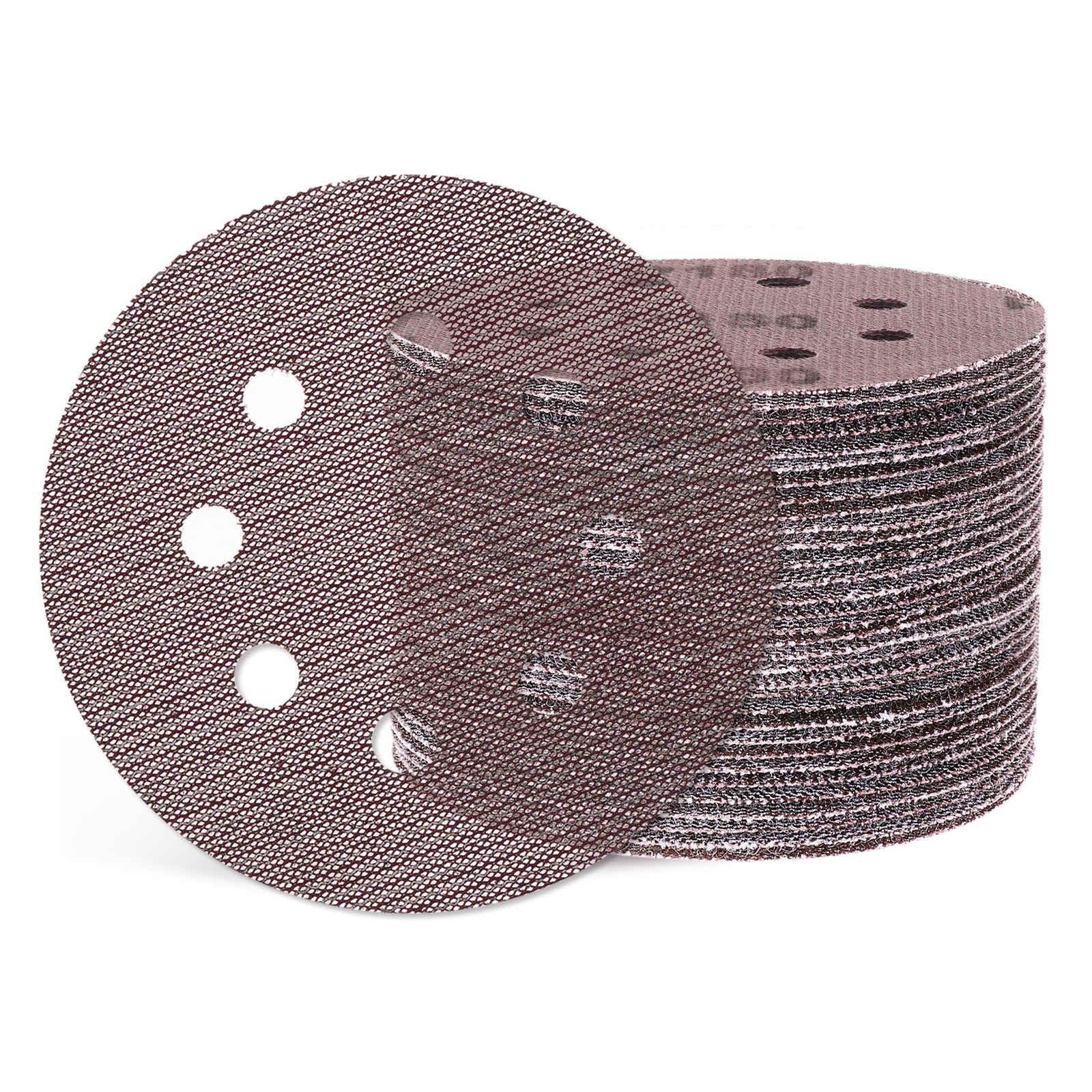 Kozelo 50 Pcs Grid Sanding Discs 125 mm 180 Grit 8 Holes Hook and Loop Orbital Sandpaper Suitable for Drywall Sander Wood Metal Furniture โ image 1