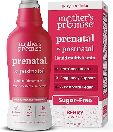 Multivitamínico prenatal y posnatal para mujeres Vitaminas prenatales líquidas sin azúcar para mujeres con folato, colina y frutas orgánicas para