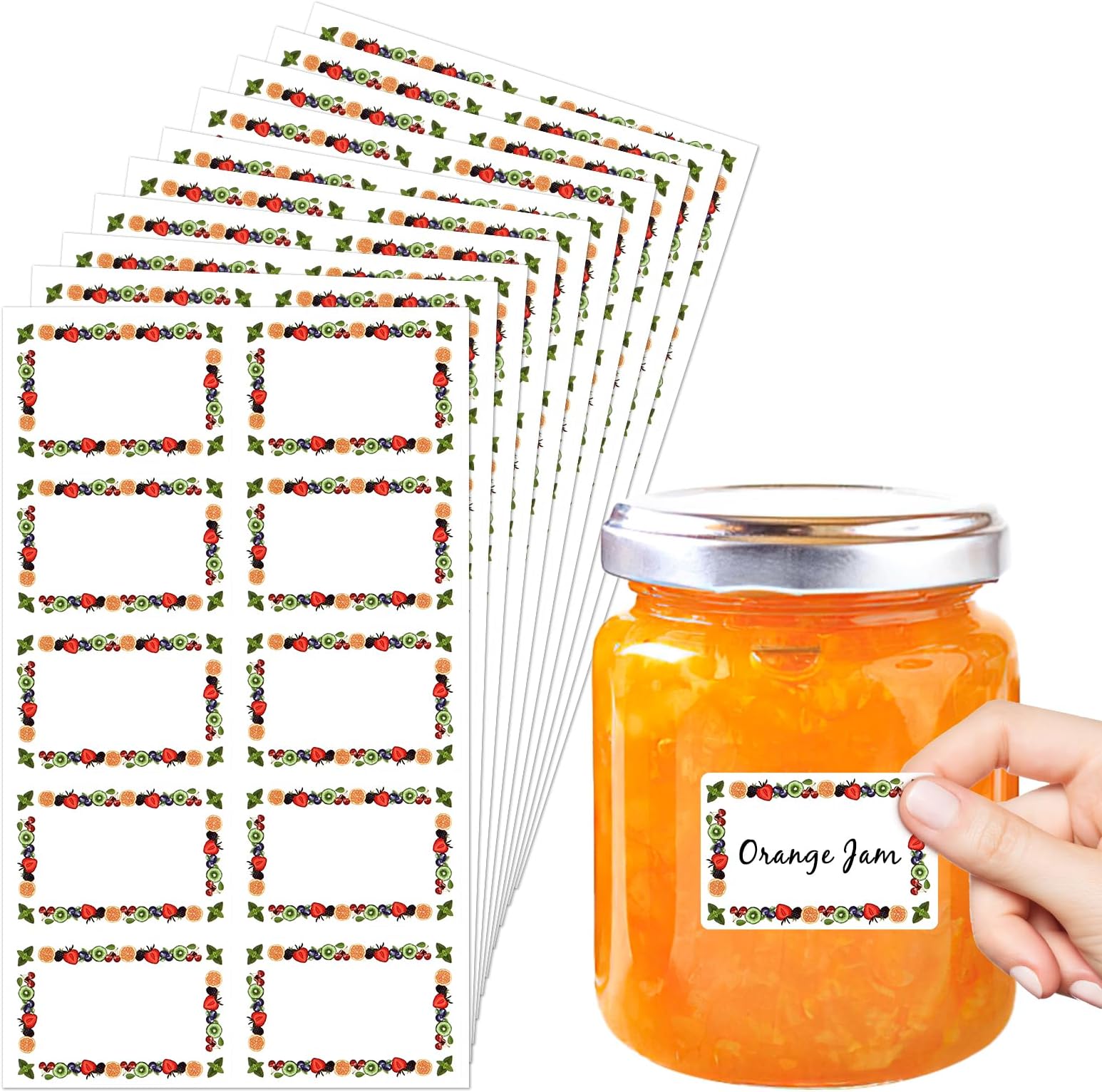 Jam Labels for Jars, 100 Pcs Jam Jar Labels Self Adhesive Easy Peel, Waterproof Food Label Stickers Freezer with Easy Write Surface for Kitchen Food Bottle Preserves Containers (45 x 67mm)