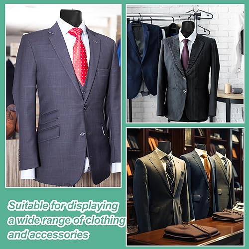 Miniatura 4 de Paquete de 10 maniquíes masculinos con soporte, forma de vestido de maniquí, camiseta de cuerpo de maniquí para mostrar la cintura, cuerpo trasero